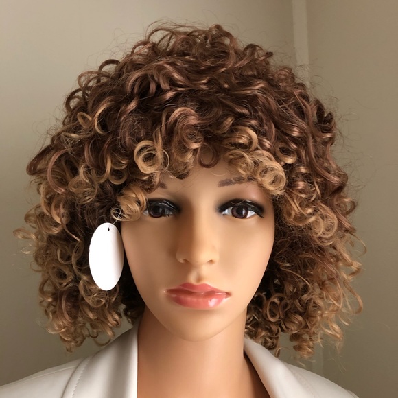 NWT 10” honey blonde Afro wig kinky curls bangs - Picture 14 of 16